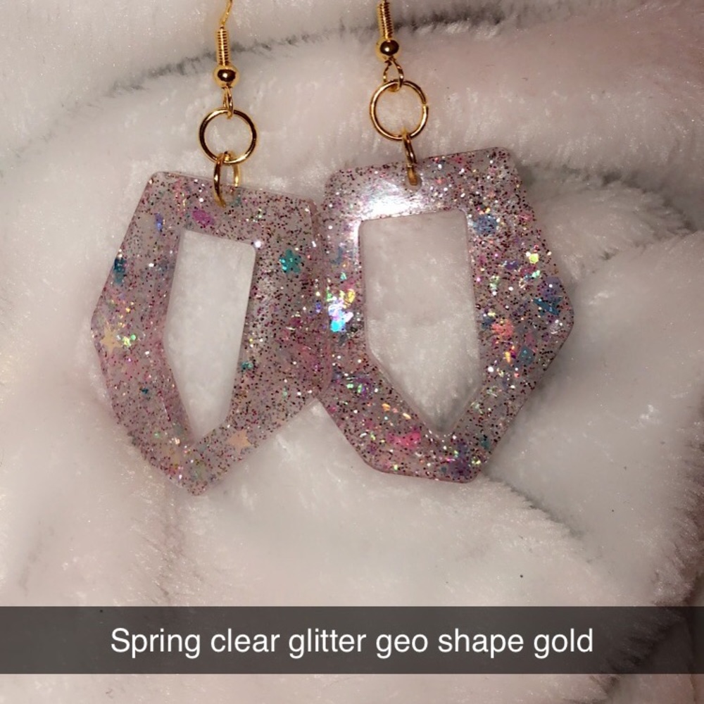 Geo shaped glitter earrings